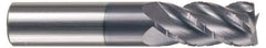 Accupro - 3/4" Diam, 1-1/2" LOC, 4 Flute Solid Carbide Roughing & Finishing Square End Mill - Uncoated, 4" OAL, 3/4" Shank Diam, Straight Shank, 40° Helix, Centercutting, Regular Length - Exact Tool & Supply