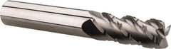 Accupro - 3/8" Diam, 7/8" LOC, 4 Flute Solid Carbide Roughing & Finishing Square End Mill - Uncoated, 2-1/2" OAL, 3/8" Shank Diam, Straight Shank, 40° Helix, Centercutting, Regular Length - Exact Tool & Supply