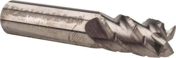 Accupro - 3/8" Diam, 5/8" LOC, 4 Flute Solid Carbide Roughing & Finishing Square End Mill - Uncoated, 2" OAL, 3/8" Shank Diam, Straight Shank, 40° Helix, Centercutting, Stub Length - Exact Tool & Supply