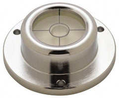 Geier & Bluhm, Inc. - 1-3/4 Inch Base Diameter x 0.63 Inch Overall Height, 1 Circle, Brass Bull's Eye Circular Level - 0.315 Inch Vial Diameter, 13/16 Inch Inner Diameter, 0.12 Inch Mounting Hole Diameter, 0.1 Inch Sensitivity, -40 to 160°F, Cross Lines - Exact Tool & Supply