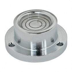 Geier & Bluhm, Inc. - 1 Inch Base Diameter x 0.44 Inch Overall Height, 3 Circles, Brass Bull's Eye Circular Level - 0.218 Inch Vial Diameter, 1/2 Inch Inner Diameter, 0.093 Inch Mounting Hole Diameter, 30 min Sensitivity, -40 to 160°F - Exact Tool & Supply