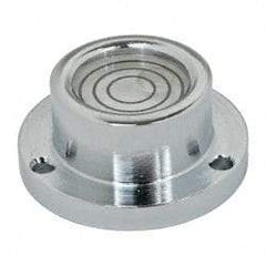 Geier & Bluhm, Inc. - 1 Inch Base Diameter x 0.44 Inch Overall Height, 3 Circles, Brass Bull's Eye Circular Level - 0.218 Inch Vial Diameter, 1/2 Inch Inner Diameter, 0.093 Inch Mounting Hole Diameter, 30 min Sensitivity, -40 to 160°F - Exact Tool & Supply