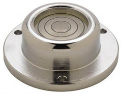 Geier & Bluhm, Inc. - 1-3/4 Inch Base Diameter x 0.63 Inch Overall Height, 3 Circles, Brass Bull's Eye Circular Level - 0.3 Inch Vial Diameter, 13/16 Inch Inner Diameter, 0.12 Inch Mounting Hole Diameter, 30 min Sensitivity, -40 to 150°F - Exact Tool & Supply