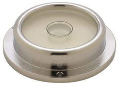 Geier & Bluhm, Inc. - 2-3/4 Inch Base Diameter x 0.69 Inch Overall Height, 1 Circle, Brass Bull's Eye Circular Level - 5/8 Inch Vial Diameter, 1-13/16 Inch Inner Diameter, 0.14 Inch Mounting Hole Diameter, 0.1 Inch Sensitivity, -40 to 150°F - Exact Tool & Supply