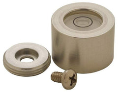 Geier & Bluhm, Inc. - 13/16 Inch Base Diameter x 0.56 Inch Overall Height, 1 Circle, Aluminum Bull's Eye Circular Level - 0.22 Inch Vial Diameter, 1/2 Inch Inner Diameter, 0.1 Inch Sensitivity, -40 to 150°F - Exact Tool & Supply