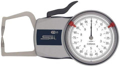 SPI - 10mm Max Measurement, 0.01mm Graduation, Outside Dial Caliper Gage - 35mm Leg Length, 0.02mm Accuracy - Exact Tool & Supply