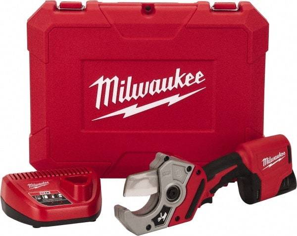 Milwaukee Tool - 2" Pipe Capacity, M12 PVC Shear - Cuts Flexible Rubber, PVC, Plastic - Exact Tool & Supply