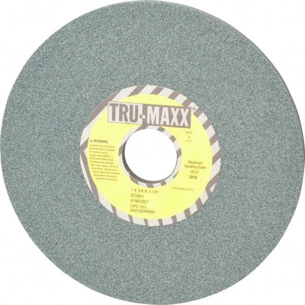 Tru-Maxx - 7" Diam x 1-1/4" Hole x 1/4" Thick, I Hardness, 80 Grit Surface Grinding Wheel - Silicon Carbide, Type 1, Medium Grade, 3,600 Max RPM, Vitrified Bond, No Recess - Exact Tool & Supply