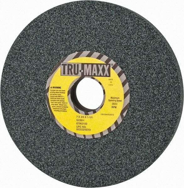 Tru-Maxx - 7" Diam x 1-1/4" Hole x 3/4" Thick, I Hardness, 60 Grit Surface Grinding Wheel - Silicon Carbide, Type 5, Medium Grade, 3,600 Max RPM, Vitrified Bond, One-Side Recess - Exact Tool & Supply