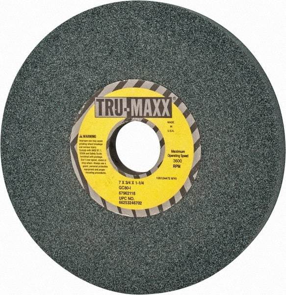 Tru-Maxx - 7" Diam x 1-1/4" Hole x 3/4" Thick, I Hardness, 80 Grit Surface Grinding Wheel - Silicon Carbide, Type 5, Medium Grade, 3,600 Max RPM, Vitrified Bond, One-Side Recess - Exact Tool & Supply