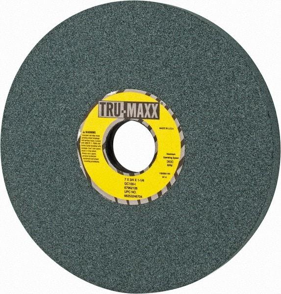Tru-Maxx - 7" Diam x 1-1/4" Hole x 3/4" Thick, I Hardness, 100 Grit Surface Grinding Wheel - Silicon Carbide, Type 5, Fine Grade, 3,600 Max RPM, Vitrified Bond, One-Side Recess - Exact Tool & Supply