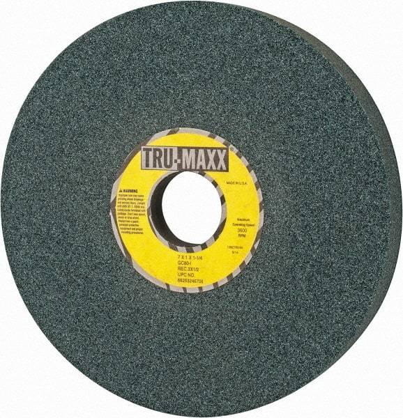 Tru-Maxx - 7" Diam x 1-1/4" Hole x 1" Thick, I Hardness, 80 Grit Surface Grinding Wheel - Silicon Carbide, Type 5, Medium Grade, 3,600 Max RPM, Vitrified Bond, One-Side Recess - Exact Tool & Supply