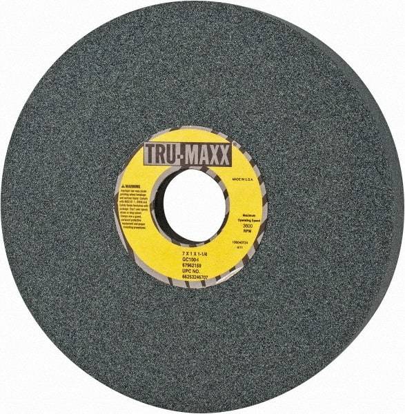 Tru-Maxx - 7" Diam x 1-1/4" Hole x 1" Thick, I Hardness, 100 Grit Surface Grinding Wheel - Silicon Carbide, Type 5, Fine Grade, 3,600 Max RPM, Vitrified Bond, One-Side Recess - Exact Tool & Supply