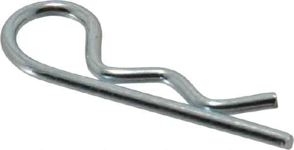 Made in USA - 1/4 to 5/16" Shaft Diam, 1-1/8" Long, 0.059" Wire Diam, Hair Pin Cotter - Grade 2 Spring Steel, Zinc-Plated Finish - Exact Tool & Supply