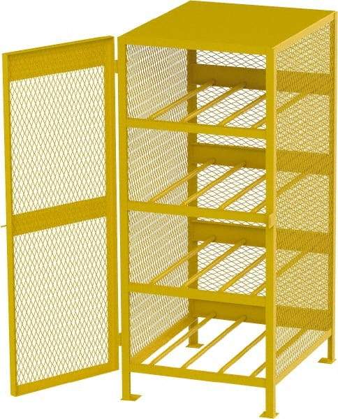 Jamco - 4 Shelf Gas Cylinder Storage Cabinet - Steel, 33" Wide x 38" Deep x 70" High, Safety Yellow - Exact Tool & Supply