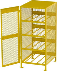 Jamco - 4 Shelf Gas Cylinder Storage Cabinet - Steel, 33" Wide x 38" Deep x 70" High, Safety Yellow - Exact Tool & Supply