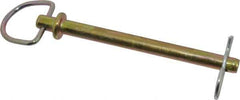 Made in USA - 3/8" Pin Diam, 4-3/8" Long, Zinc Plated Steel Pull Ring Hitch Pin - 4" Usable Length - Exact Tool & Supply
