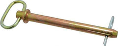 Made in USA - 5/8" Pin Diam, 6-1/2" Long, Zinc Plated Steel Pull Ring Hitch Pin - 5-3/4" Usable Length - Exact Tool & Supply