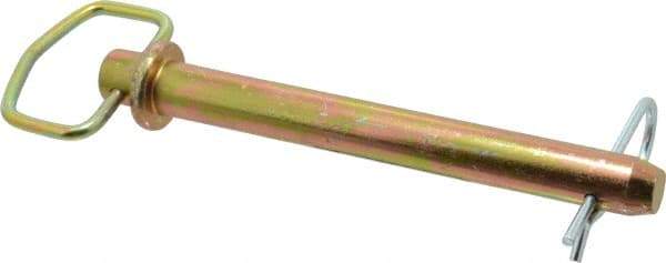Made in USA - 7/8" Pin Diam, 8" Long, Zinc Plated Steel Pull Ring Hitch Pin - 7" Usable Length - Exact Tool & Supply