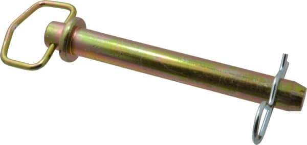 Made in USA - 1" Pin Diam, 8" Long, Zinc Plated Steel Pull Ring Hitch Pin - 7" Usable Length - Exact Tool & Supply
