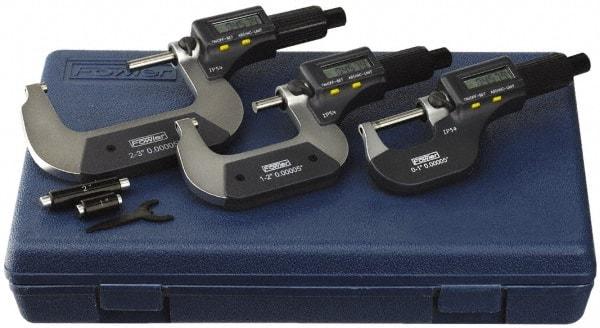 Fowler - 0 to 3" Range, 0.001mm Resolution, IP54, Electronic Outside Micrometer Sets - 0.0001" Accuracy, Friction Thimble, - Exact Tool & Supply