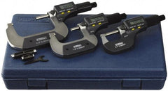 Fowler - 0 to 3" Range, 0.001mm Resolution, IP54, Electronic Outside Micrometer Sets - 0.0001" Accuracy, Friction Thimble, - Exact Tool & Supply