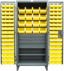 Strong Hold - 1 Shelf 110 Bin Storage Cabinet - Steel, 36" Wide x 24" Deep x 78" High, Dark Gray - Exact Tool & Supply