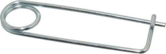 Made in USA - 2-13/16" Usable Length Spring Steel Standard Safety Pin - 4-3/8" OAL, 0.12" Wire Diam, 13/16" Inside Clearance, Zinc-Plated - Exact Tool & Supply