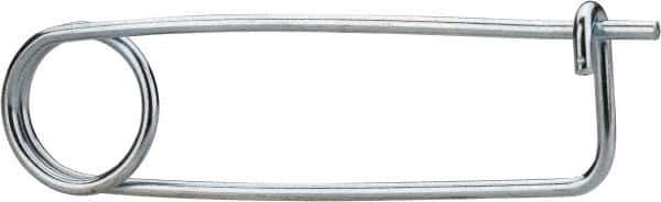 Made in USA - 3-3/4" Usable Length Spring Steel Standard Safety Pin - 5-3/4" OAL, 0.148" Wire Diam, 1-1/8" Inside Clearance, Zinc-Plated - Exact Tool & Supply