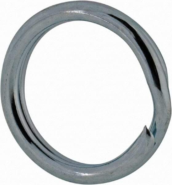 Made in USA - 0.382" ID, 0.484" OD, 0.074" Thick, Split Ring - Grade 2 Spring Steel, Zinc-Plated Finish - Exact Tool & Supply