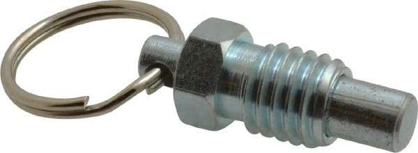 Gibraltar - 1/2-13, 0.43" Thread Length, 0.31" Plunger Diam, 0.38" Plunger Projection, 1 Lb Init to 4 Lb Final End Force, Steel Pull Ring Plunger - 0.56" Len Under Head, 0.81" Body Len, 1" Ring Diam, 1.06" Plunger Len, 1/2" Hex, 1/4" Head Height - Exact Tool & Supply