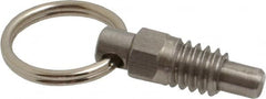 Gibraltar - 1/4-20, 0.31" Thread Length, 0.16" Plunger Diam, 0.19" Plunger Projection, 0.5 Lb Init to 2 Lb Final End Force, Stainless Steel Pull Ring Plunger - Exact Tool & Supply