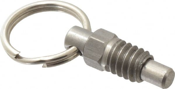 Gibraltar - 1/4-20, 0.31" Thread Length, 0.16" Plunger Diam, 0.19" Plunger Projection, 0.5 Lb Init to 2 Lb Final End Force, Stainless Steel Pull Ring Plunger - Exact Tool & Supply