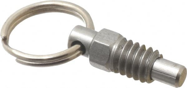 Gibraltar - 1/4-20, 0.31" Thread Length, 0.16" Plunger Diam, 0.19" Plunger Projection, 0.5 Lb Init to 2 Lb Final End Force, Stainless Steel Pull Ring Plunger - Exact Tool & Supply