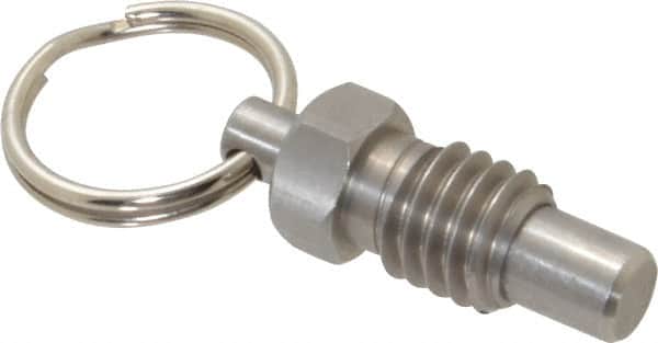Gibraltar - 3/8-16, 0.31" Thread Length, 1/4" Plunger Diam, 0.28" Plunger Projection, 0.75 Lb Init to 3 Lb Final End Force, Stainless Steel Pull Ring Plunger - Exact Tool & Supply