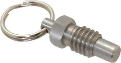 Gibraltar - 3/8-16, 0.31" Thread Length, 1/4" Plunger Diam, 0.28" Plunger Projection, 0.75 Lb Init to 3 Lb Final End Force, Stainless Steel Pull Ring Plunger - Exact Tool & Supply