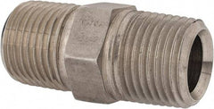 Parker - 1/2 Male Thread, Stainless Steel Industrial Pipe Hex Nipple - MNPTF, 300 psi - Exact Tool & Supply