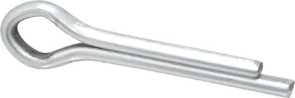 Made in USA - 3/16" Diam x 1" Long Extended Prong Cotter Pin - Grade 2, Zinc-Plated, Steel - Exact Tool & Supply