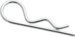 Made in USA - 3/16 to 1/4" Shaft Diam, 15/16" Long, 0.042" Wire Diam, Hair Pin Cotter - Grade 2 Spring Steel, Zinc-Plated Finish - Exact Tool & Supply