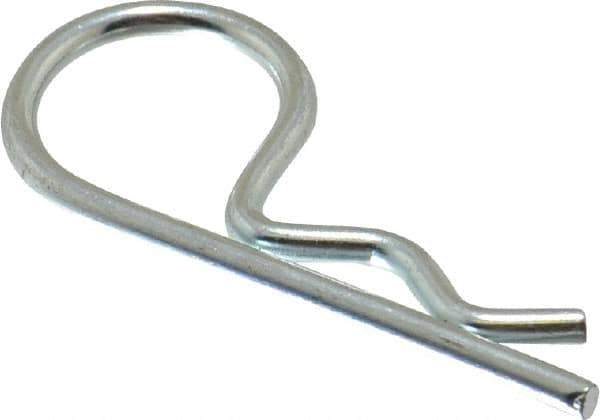 Made in USA - 3/8 to 7/16" Shaft Diam, 1-7/8" Long, 0.092" Wire Diam, Hair Pin Cotter - Grade 2 Spring Steel, Zinc-Plated Finish - Exact Tool & Supply
