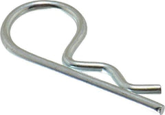 Made in USA - 3/8 to 7/16" Shaft Diam, 1-7/8" Long, 0.092" Wire Diam, Hair Pin Cotter - Grade 2 Spring Steel, Zinc-Plated Finish - Exact Tool & Supply