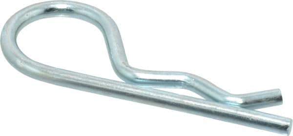 Made in USA - 5/8 to 3/4" Shaft Diam, 2-11/16" Long, 0.148" Wire Diam, Hair Pin Cotter - Grade 2 Spring Steel, Zinc-Plated Finish - Exact Tool & Supply