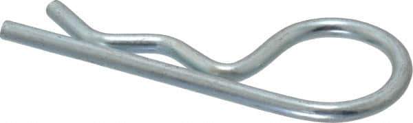 Made in USA - 1/2 to 5/8" Shaft Diam, 2-3/8" Long, 0.12" Wire Diam, Hair Pin Cotter - Grade 2 Spring Steel, Zinc-Plated Finish - Exact Tool & Supply