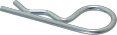 Made in USA - 1/2 to 5/8" Shaft Diam, 2-3/8" Long, 0.12" Wire Diam, Hair Pin Cotter - Grade 2 Spring Steel, Zinc-Plated Finish - Exact Tool & Supply