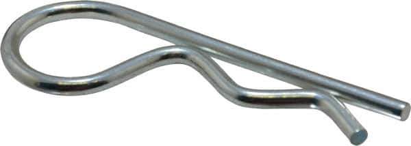Made in USA - 7/8 to 1" Shaft Diam, 3-3/4" Long, 0.178" Wire Diam, Hair Pin Cotter - Grade 2 Spring Steel, Zinc-Plated Finish - Exact Tool & Supply