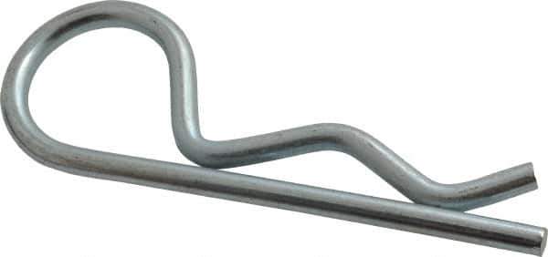 Made in USA - 1-1/8 to 1-1/2" Shaft Diam, 5" Long, 0.243" Wire Diam, Hair Pin Cotter - Grade 2 Spring Steel, Zinc-Plated Finish - Exact Tool & Supply