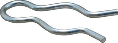 Made in USA - 17/32" Groove, 1-1/2" Long, Zinc-Plated Spring Steel Hair Pin Clip - 0.087" Clip Diam, 5/8" Shaft Diam, Grade 2 - Exact Tool & Supply