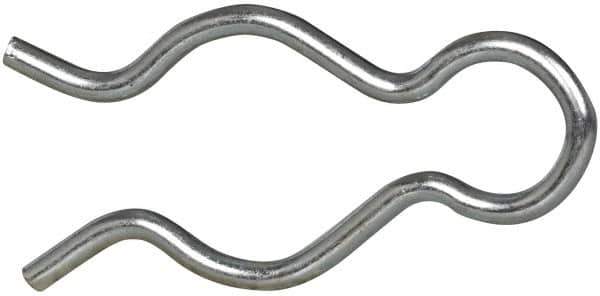 Made in USA - 21/32" Groove, 1-13/16" Long, Zinc-Plated Spring Steel Hair Pin Clip - 0.093" Clip Diam, 3/4" Shaft Diam, Grade 2 - Exact Tool & Supply