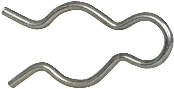 Made in USA - 25/32" Groove, 2-5/64" Long, Zinc-Plated Spring Steel Hair Pin Clip - 0.105" Clip Diam, 7/8" Shaft Diam, Grade 2 - Exact Tool & Supply