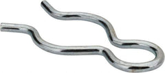 Made in USA - 7/8" Groove, 2-9/32" Long, Zinc-Plated Spring Steel Hair Pin Clip - 1/8" Clip Diam, 1" Shaft Diam, Grade 2 - Exact Tool & Supply